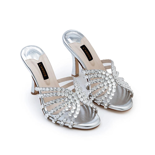 Zeenia Peeptoes Heels - Silver